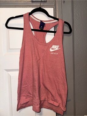 Nike Women’s Heather Rose Racerback Tank Top with White Logo